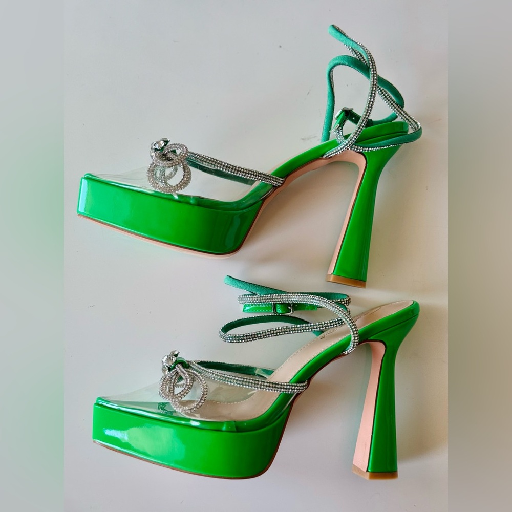 Green Rhinestone Heels NEW Size 7.5 - Picture 5 of 6